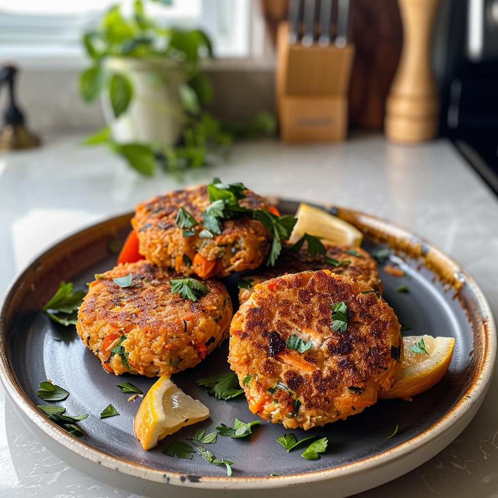 Salmon Patties on a Plate