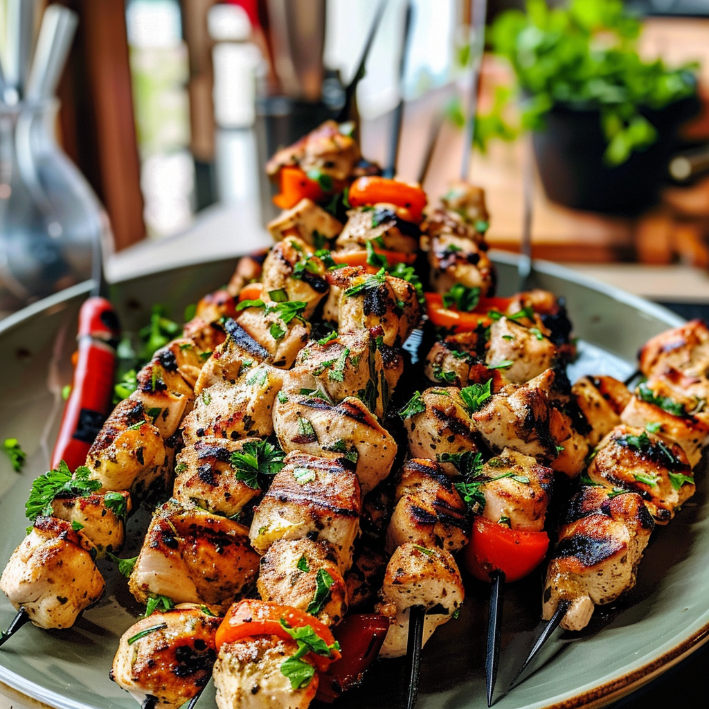 Greek Chicken Souvlaki Dish