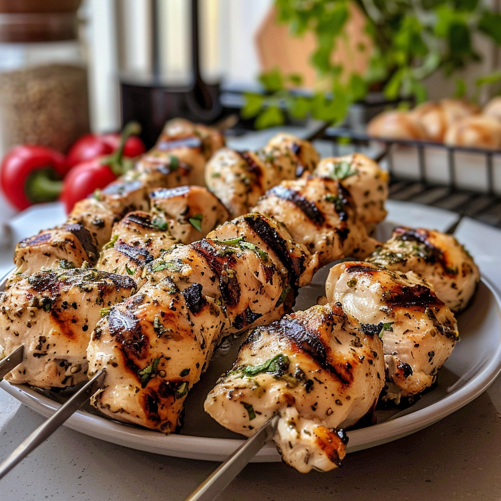 Greek Chicken Souvlaki Dish