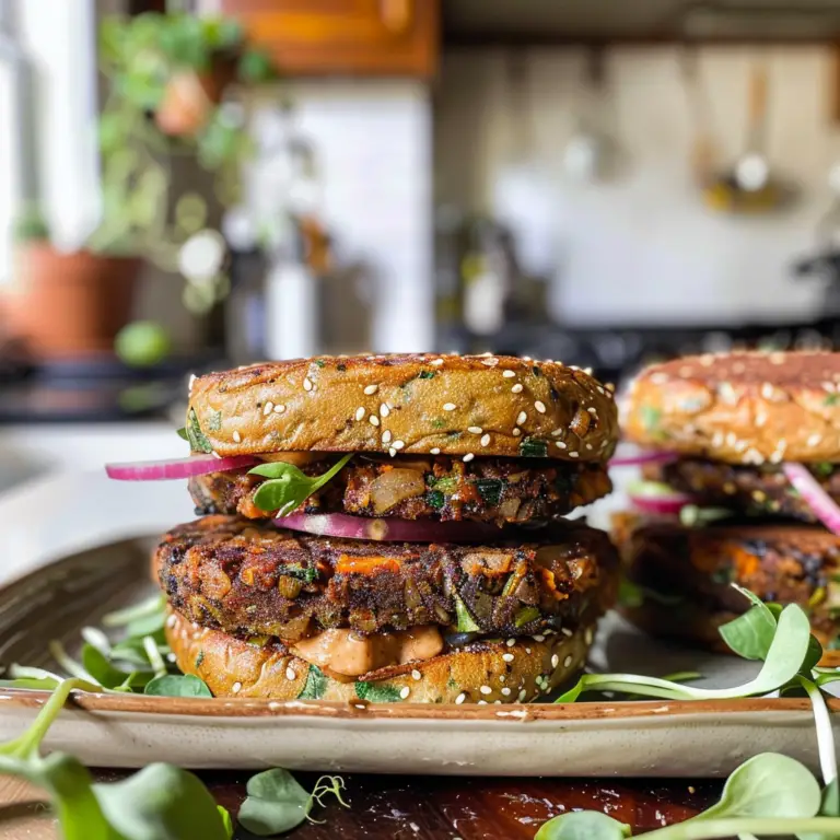 Homemade Veggie Burgers on a Plate