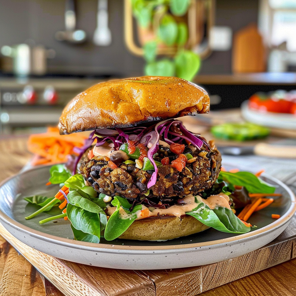 Black Bean Burgers on a Plate
