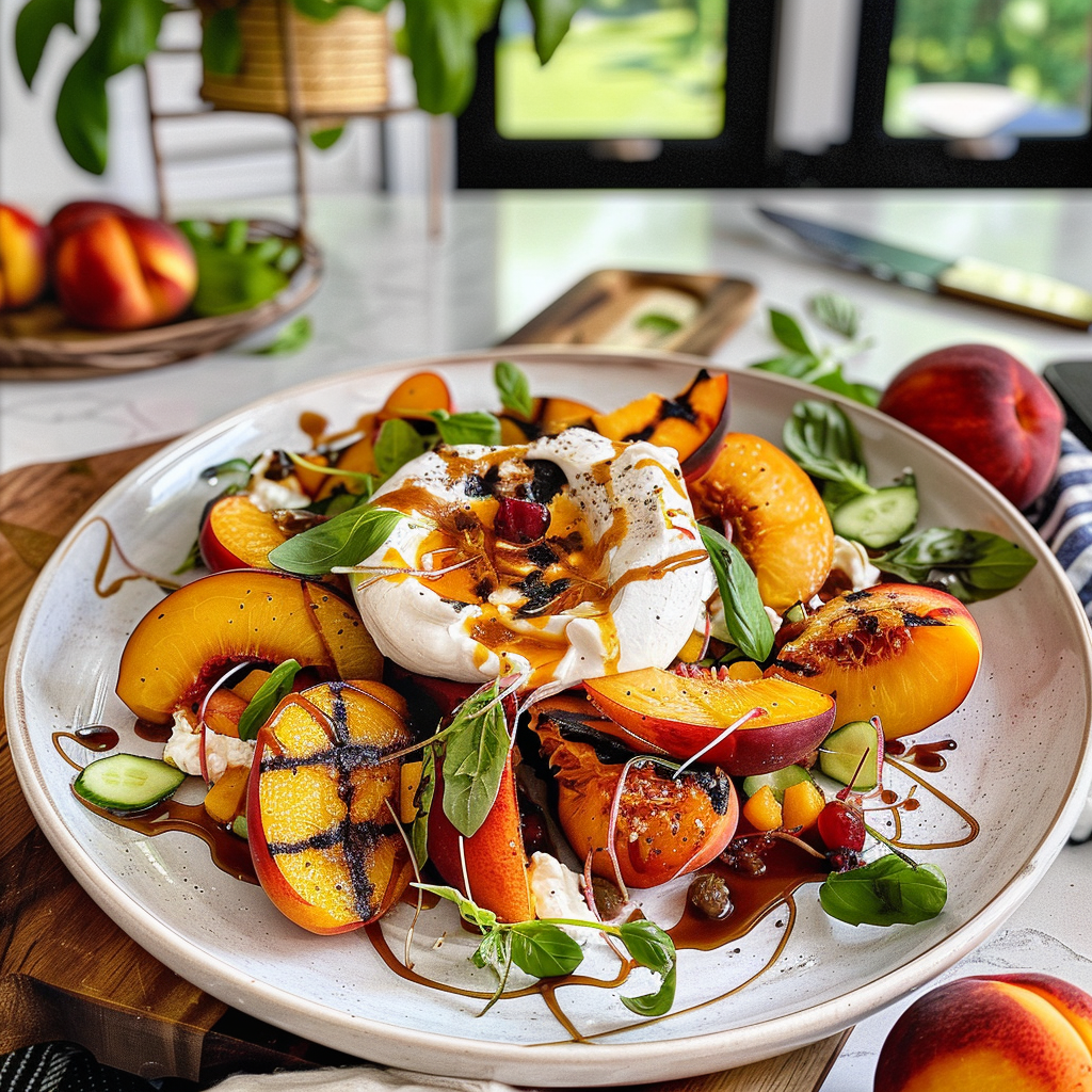 Grilled Peach and Burrata Salad