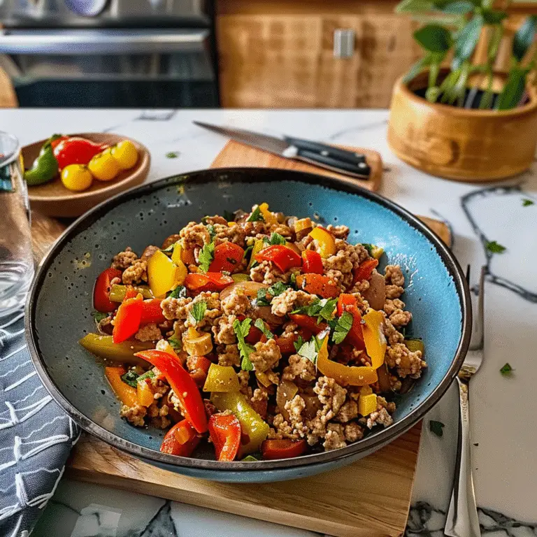 Ground Turkey and Peppers Dish