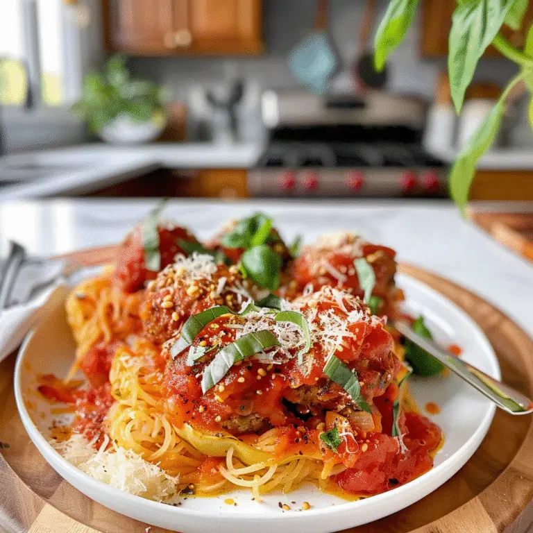 Spaghetti Squash with Turkey Meatballs Dish