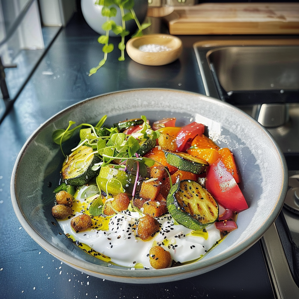 Savory Yogurt Bowl with Roasted Vegetables