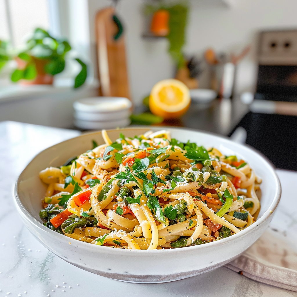Lemon Herb Pasta Primavera Dish