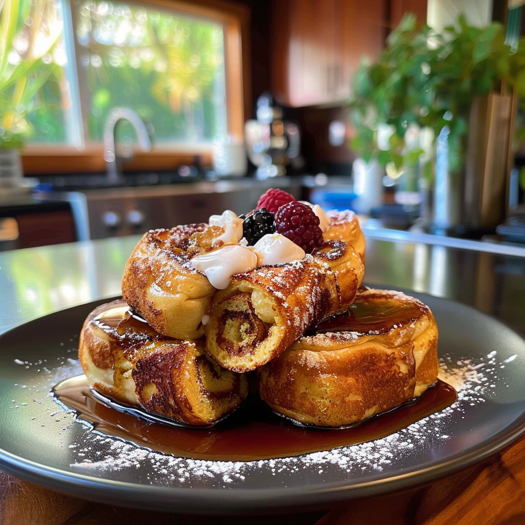 Hawaiian Roll French Toast on a Plate