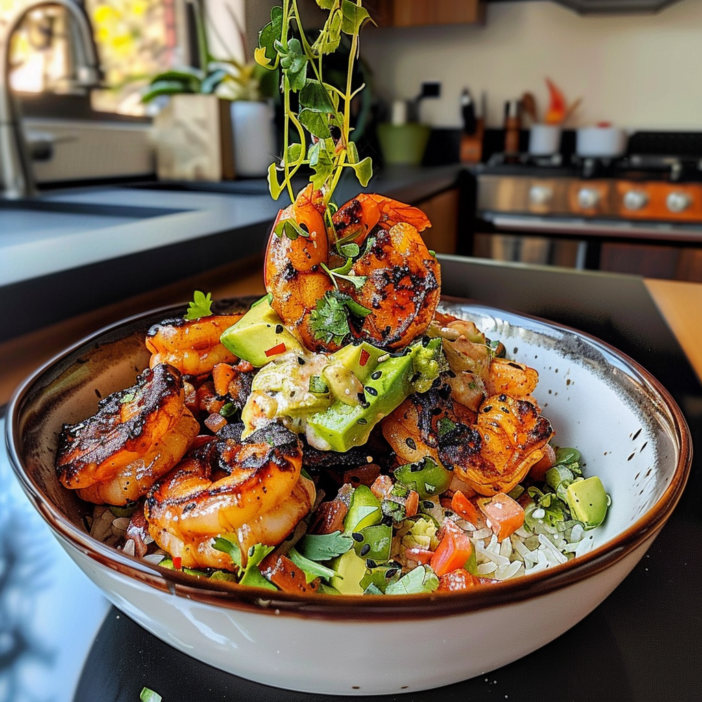 Grilled Shrimp Bowl with Avocado