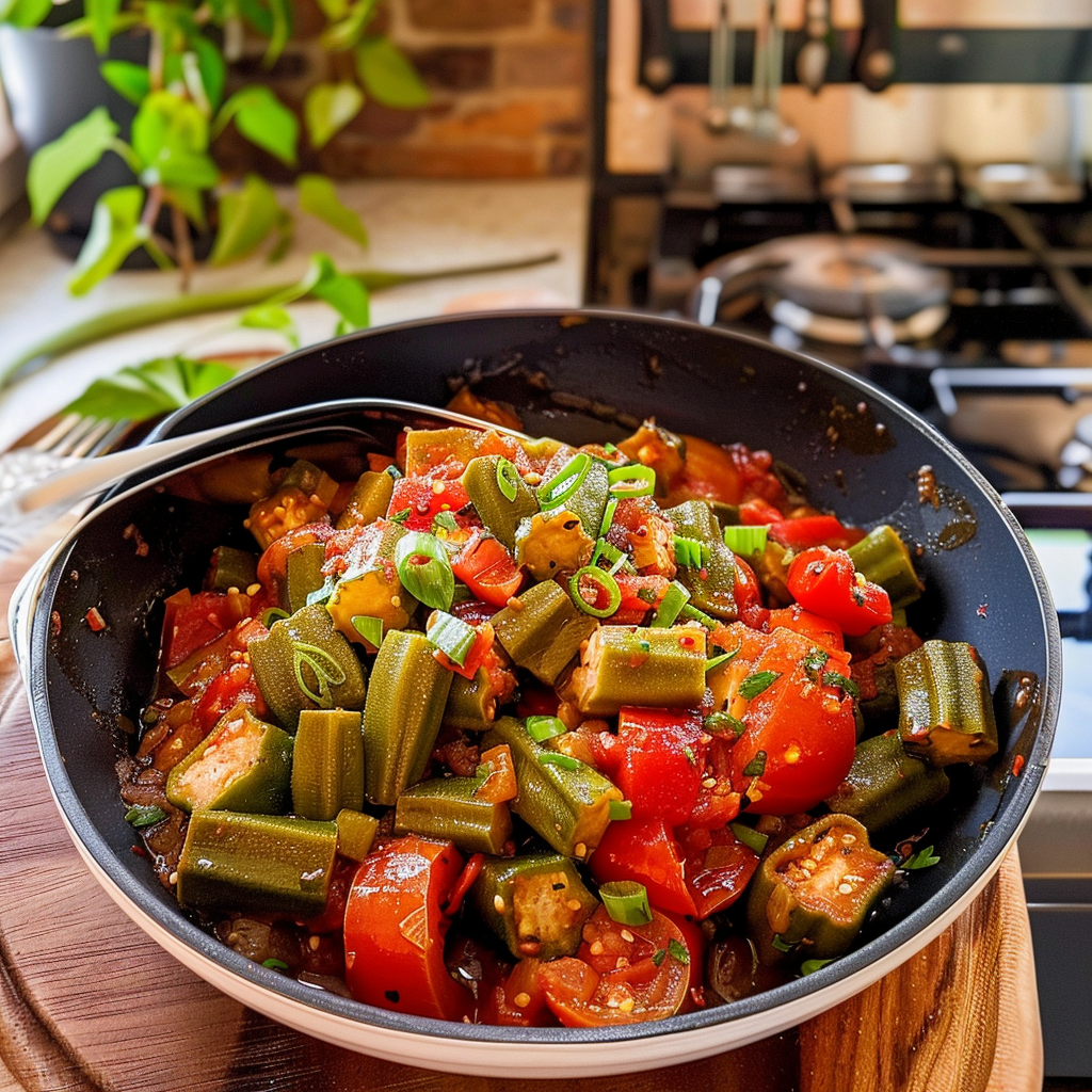 Southern Okra and Tomatoes Dish