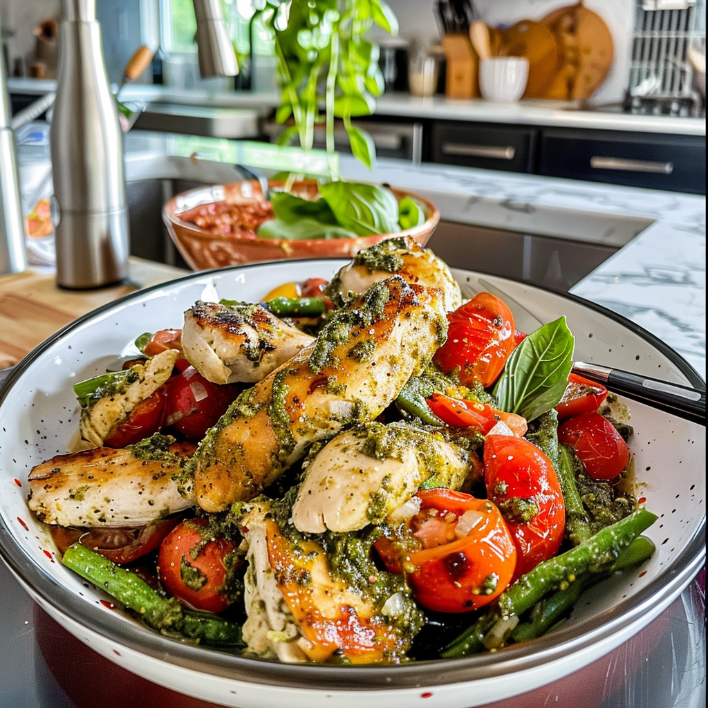 Pesto Chicken and Veggies Dish