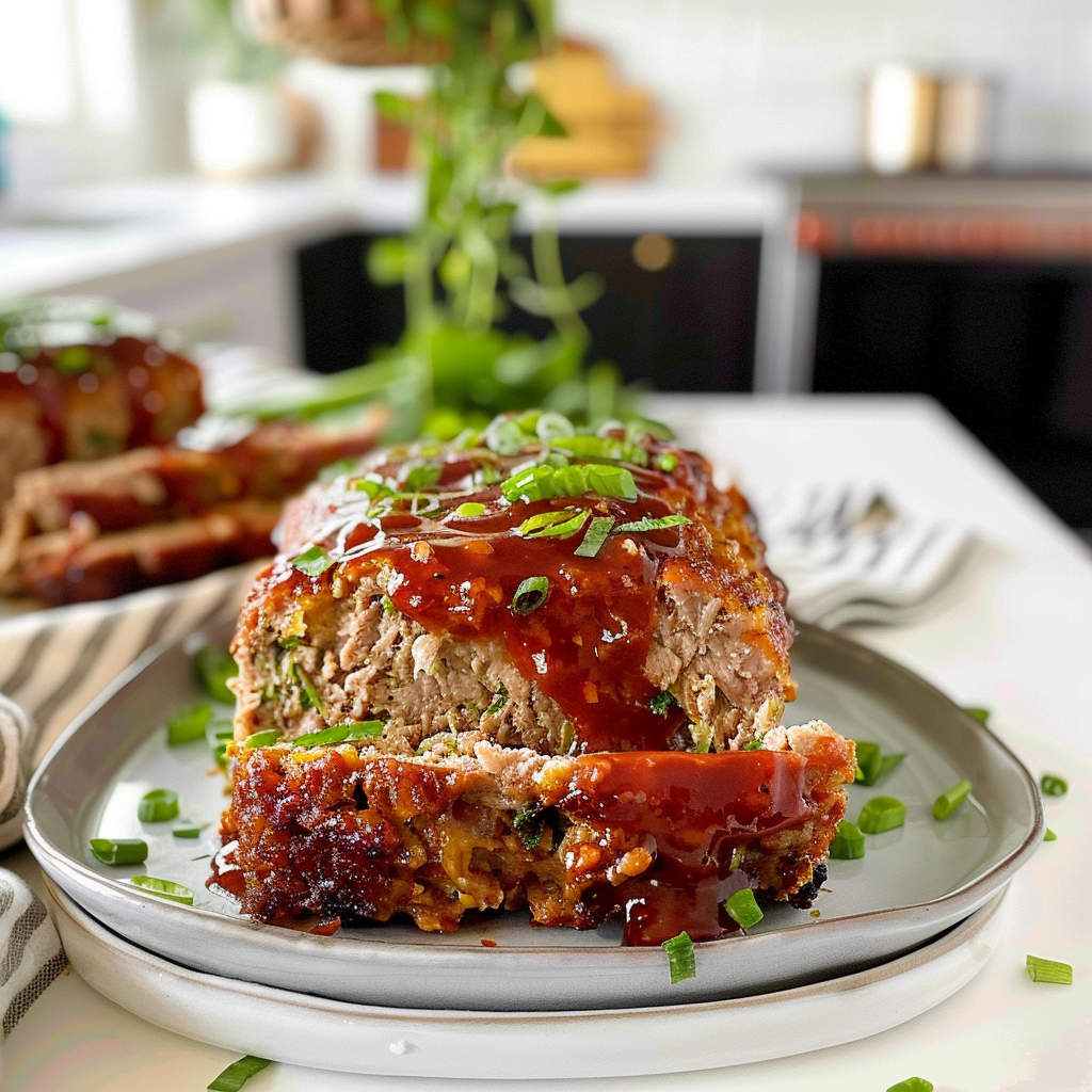 Classic Meatloaf on a Serving Plate