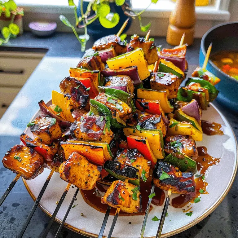 Summer BBQ Skewers with Fresh Vegetables and Chicken