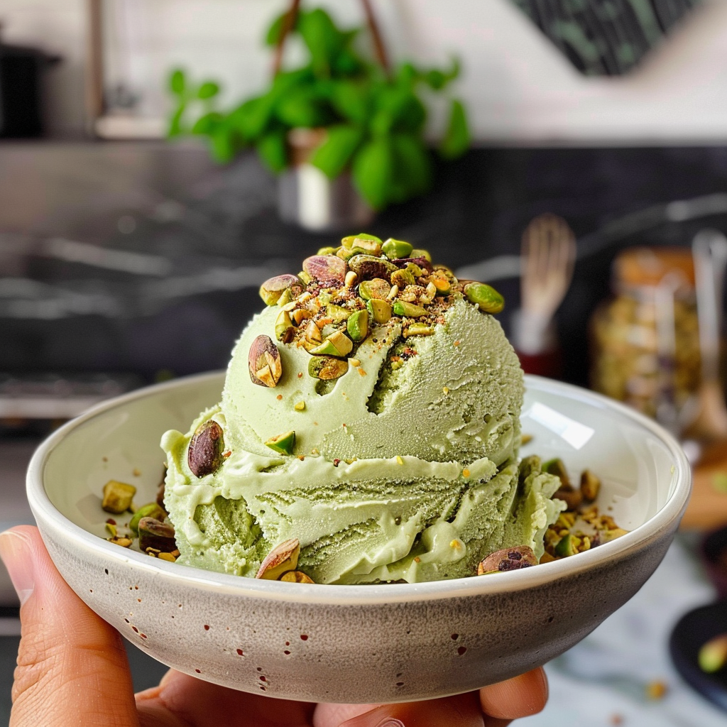Homemade Pistachio Ice Cream