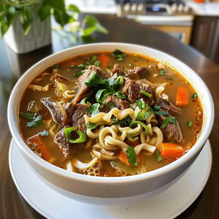 Beef Noodle Soup in a Bowl