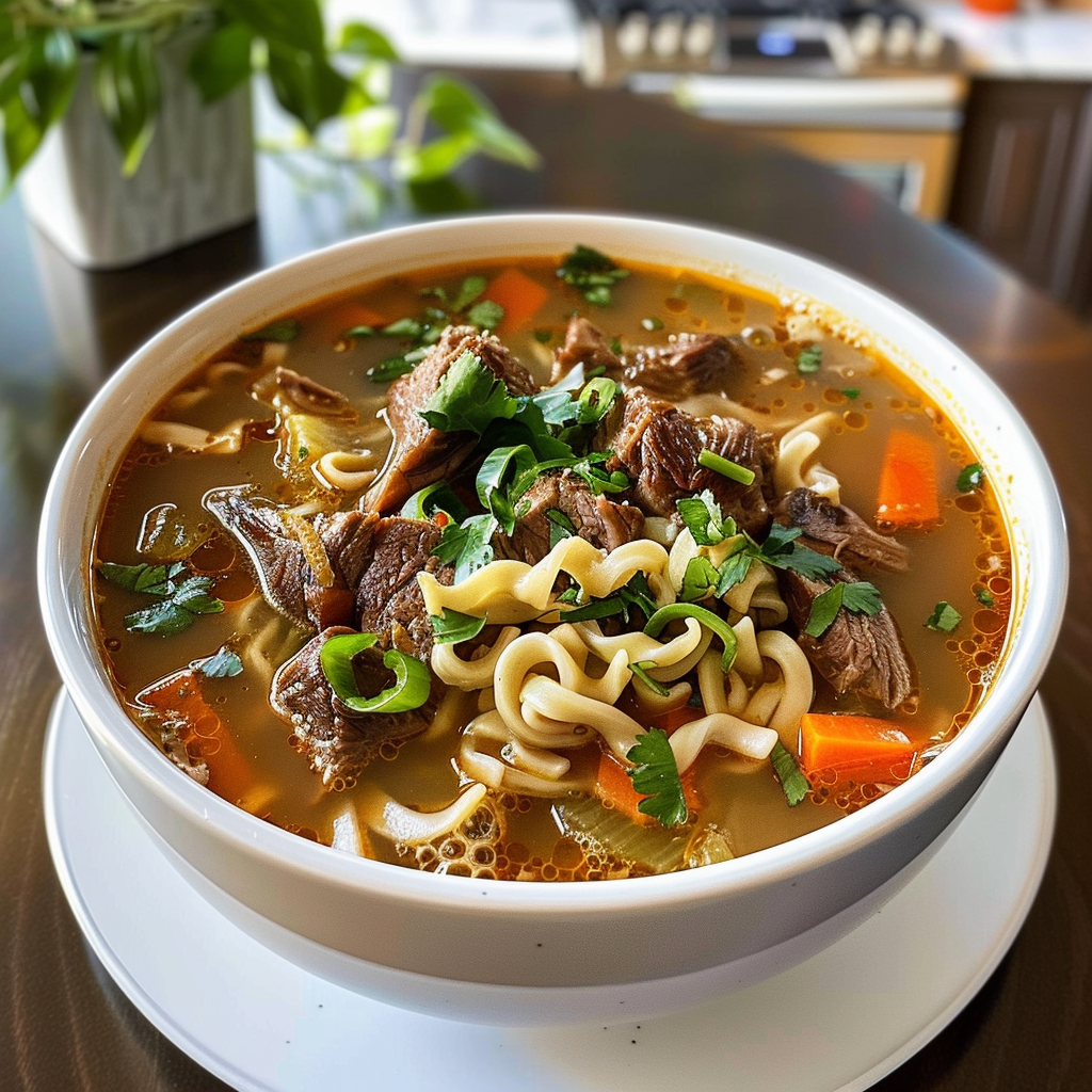 Beef Noodle Soup in a Bowl
