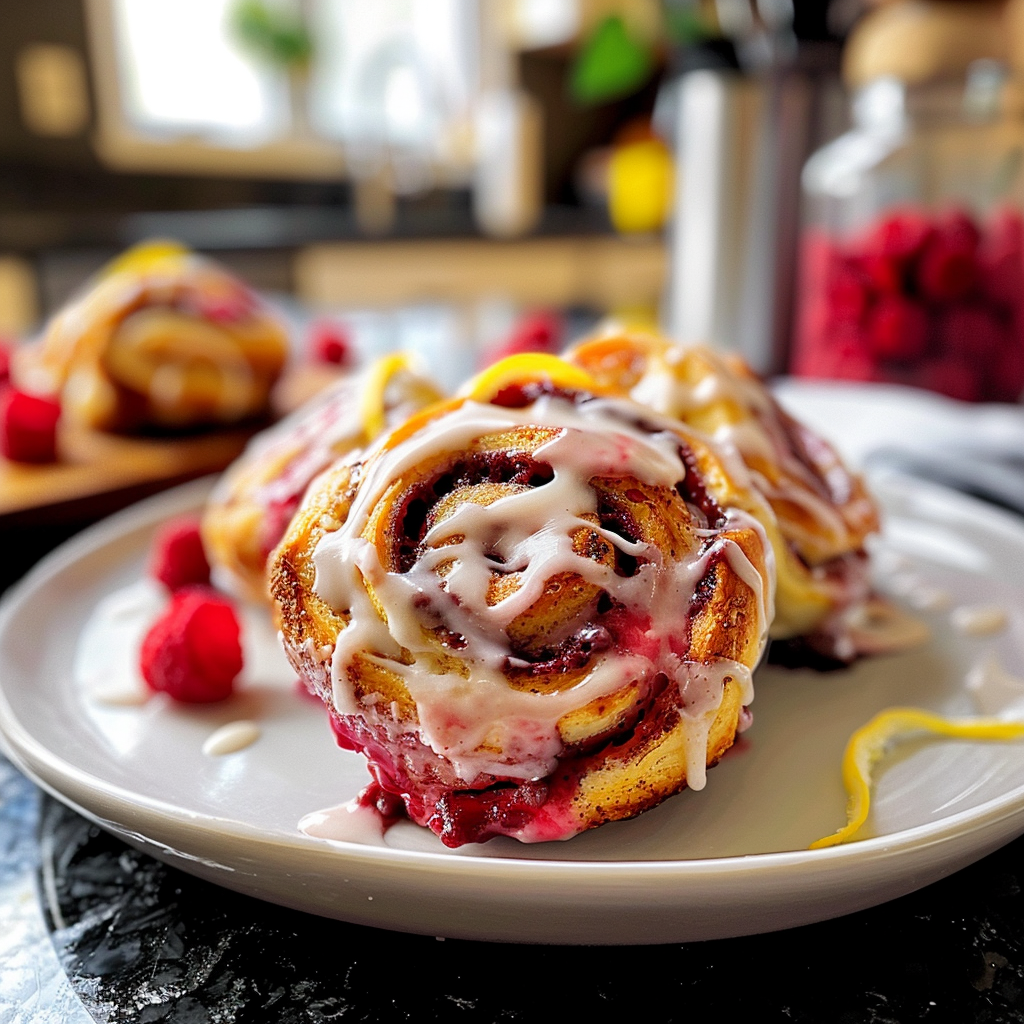 Raspberry Cinnamon Rolls Freshly Baked