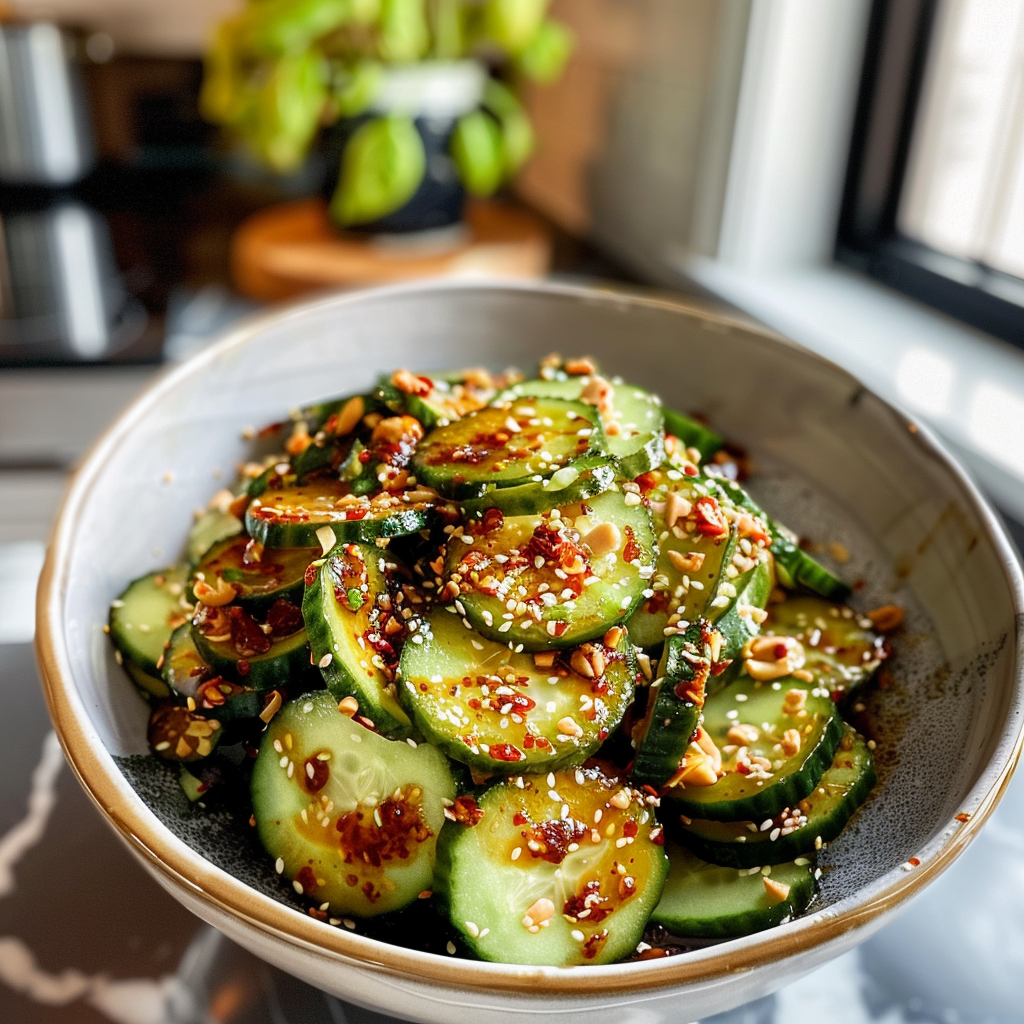 Cucumbers in Spicy Peanut Sauce