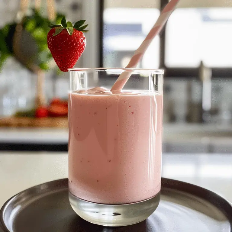 Fresh Strawberry Milk in a Glass
