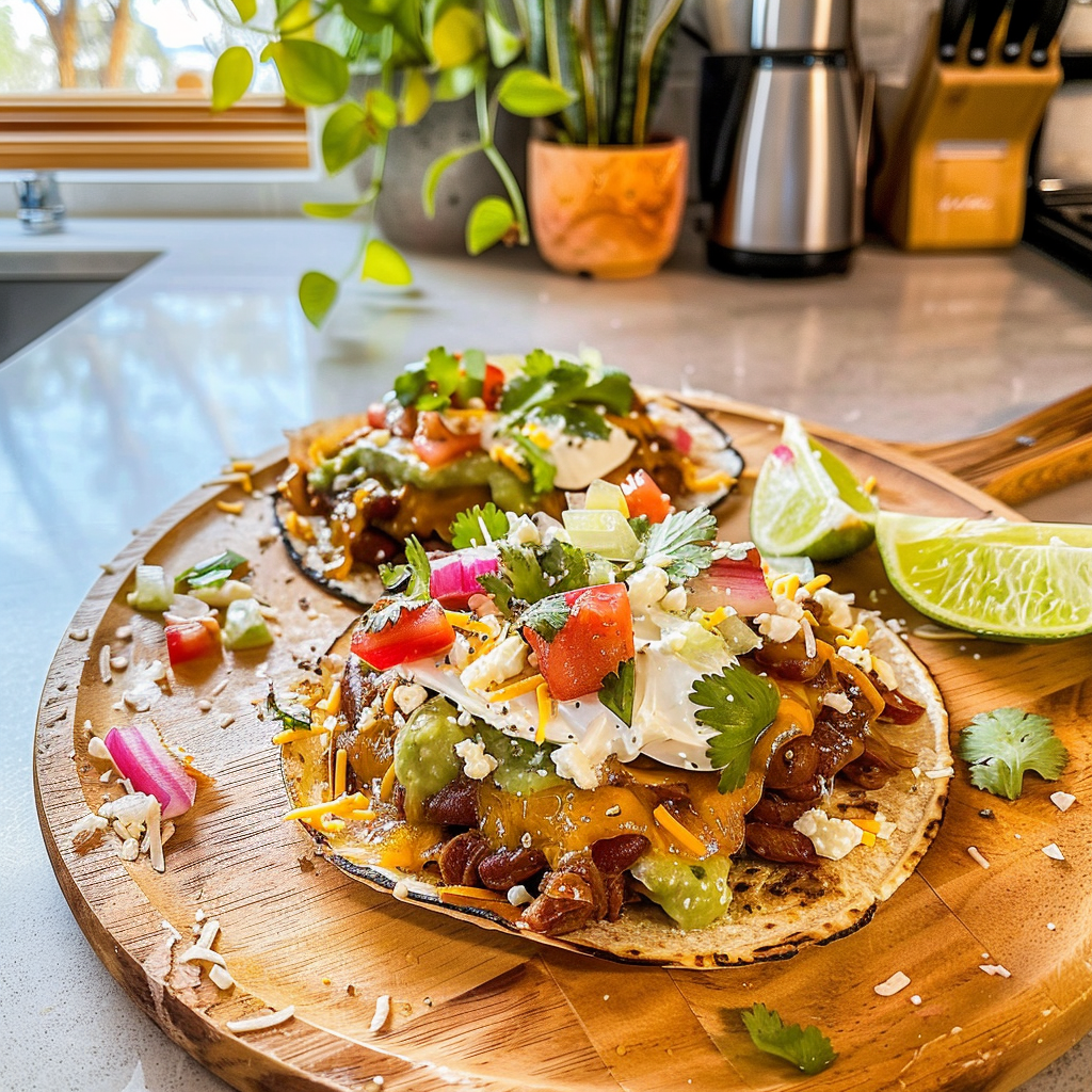 Breakfast Bean and Cheese Tostadas