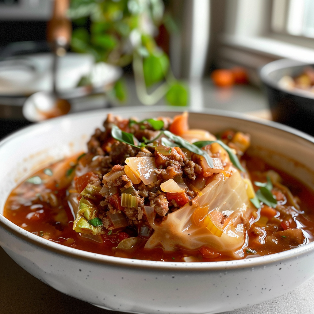 Stuffed Cabbage Soup in a Bowl