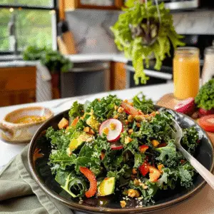Fresh Kale Salad Ingredients