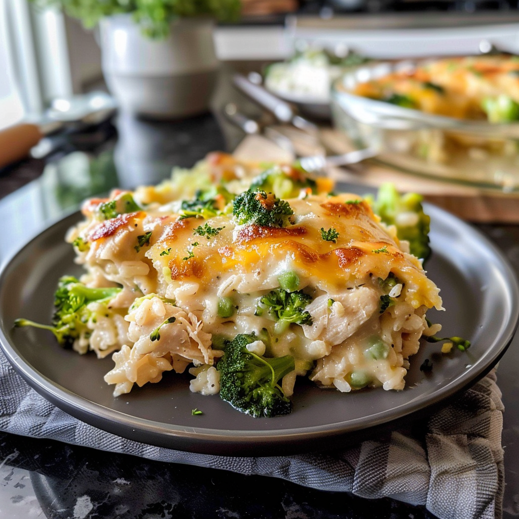 Cheesy Chicken Broccoli Rice Casserole