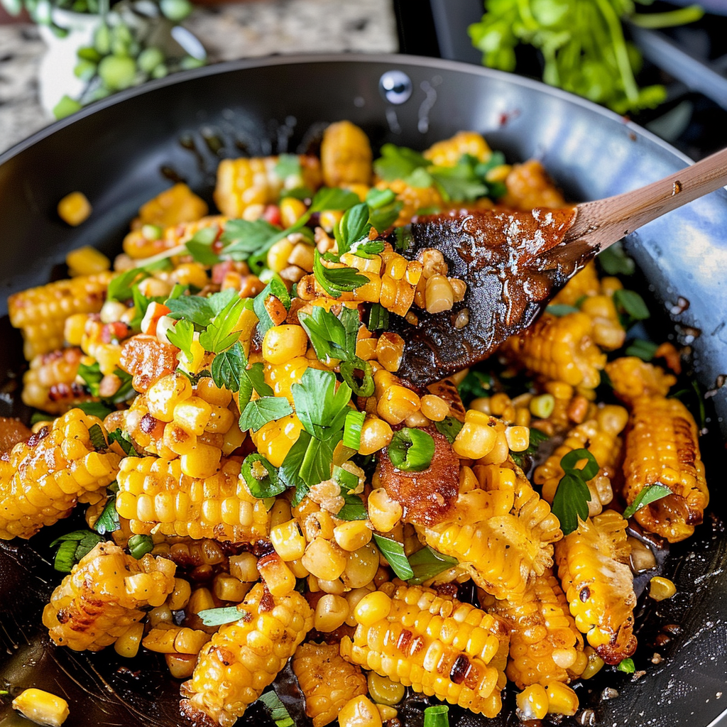 Honey Butter Skillet Corn in a Pan