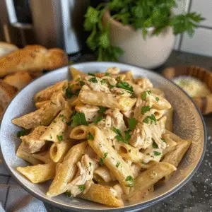 Crockpot Garlic Parmesan Chicken Pasta