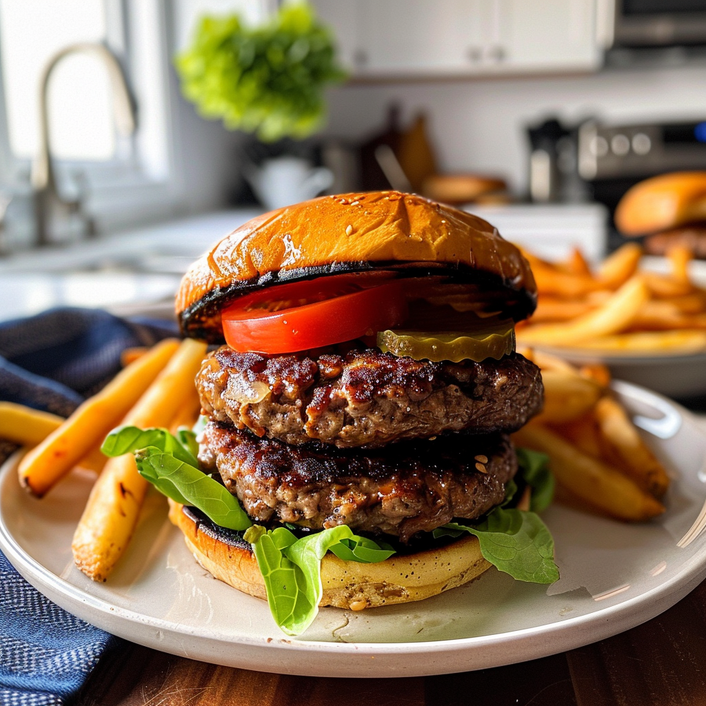 Juicy Burger Patty Fresh from the Grill