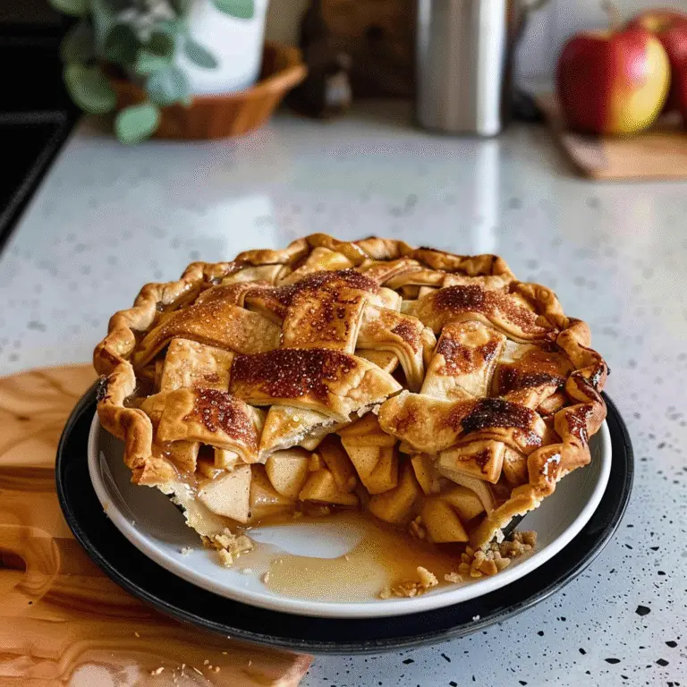 Mouthwatering apple pie with a golden crust and sweet, spiced filling. Perfect for any dessert table.