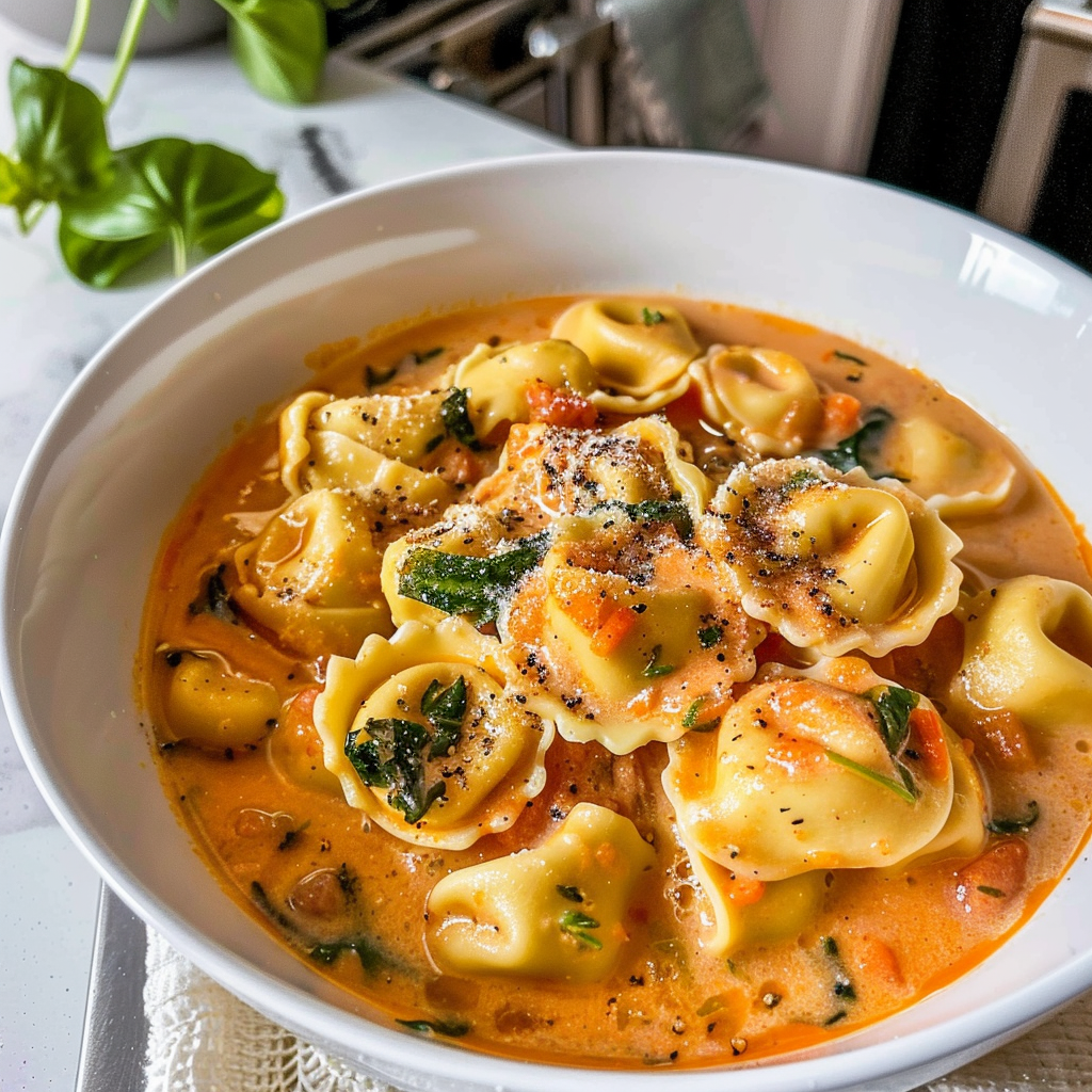 Creamy Tortellini Soup in a Bowl