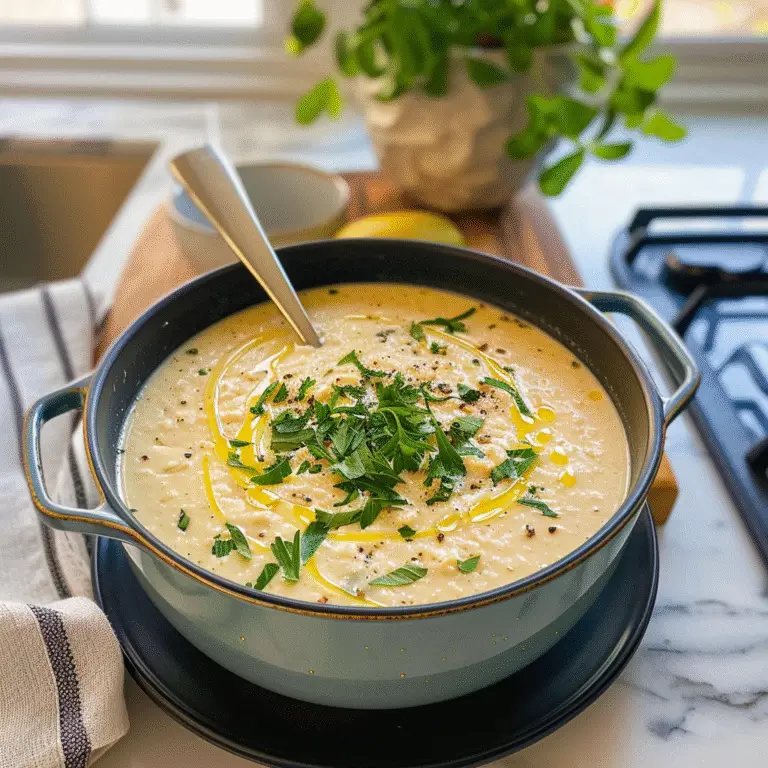 Delicious Avgolemono Soup in a Bowl