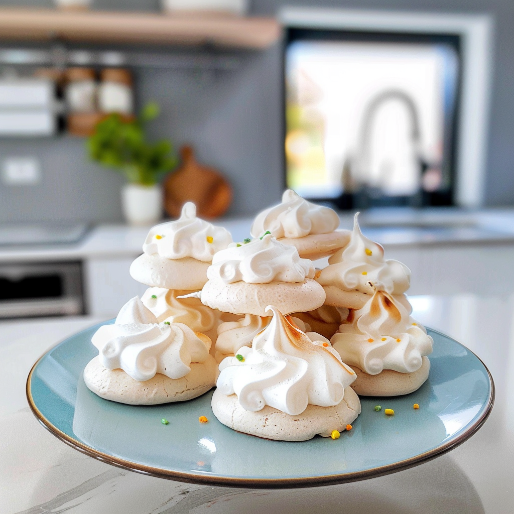 Meringue Cookies on a Baking Sheet