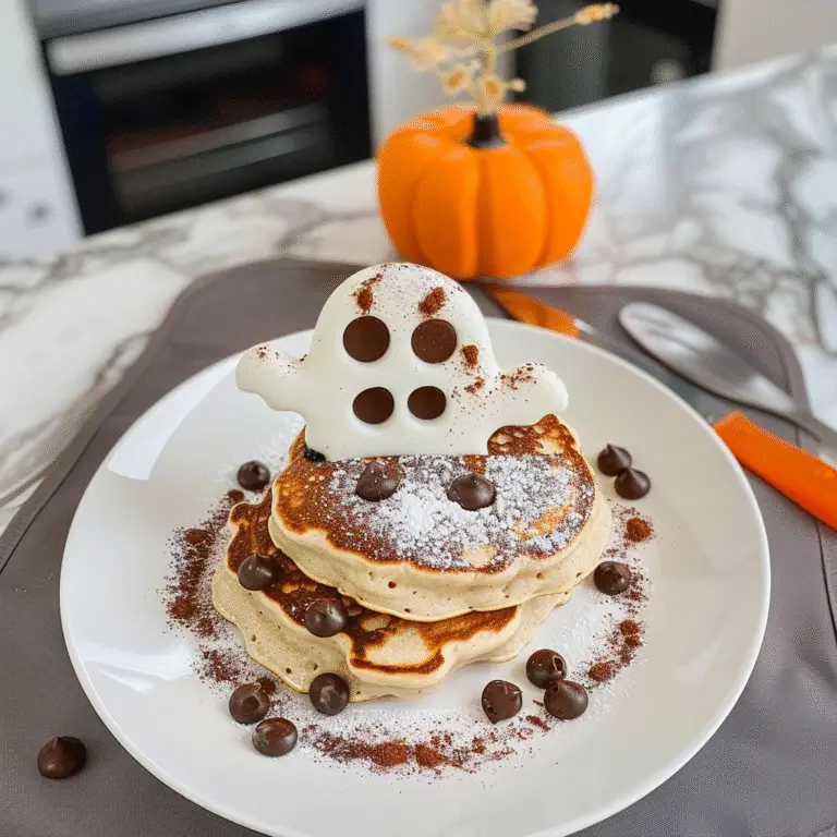 Halloween Cocoa Ghost Pancakes