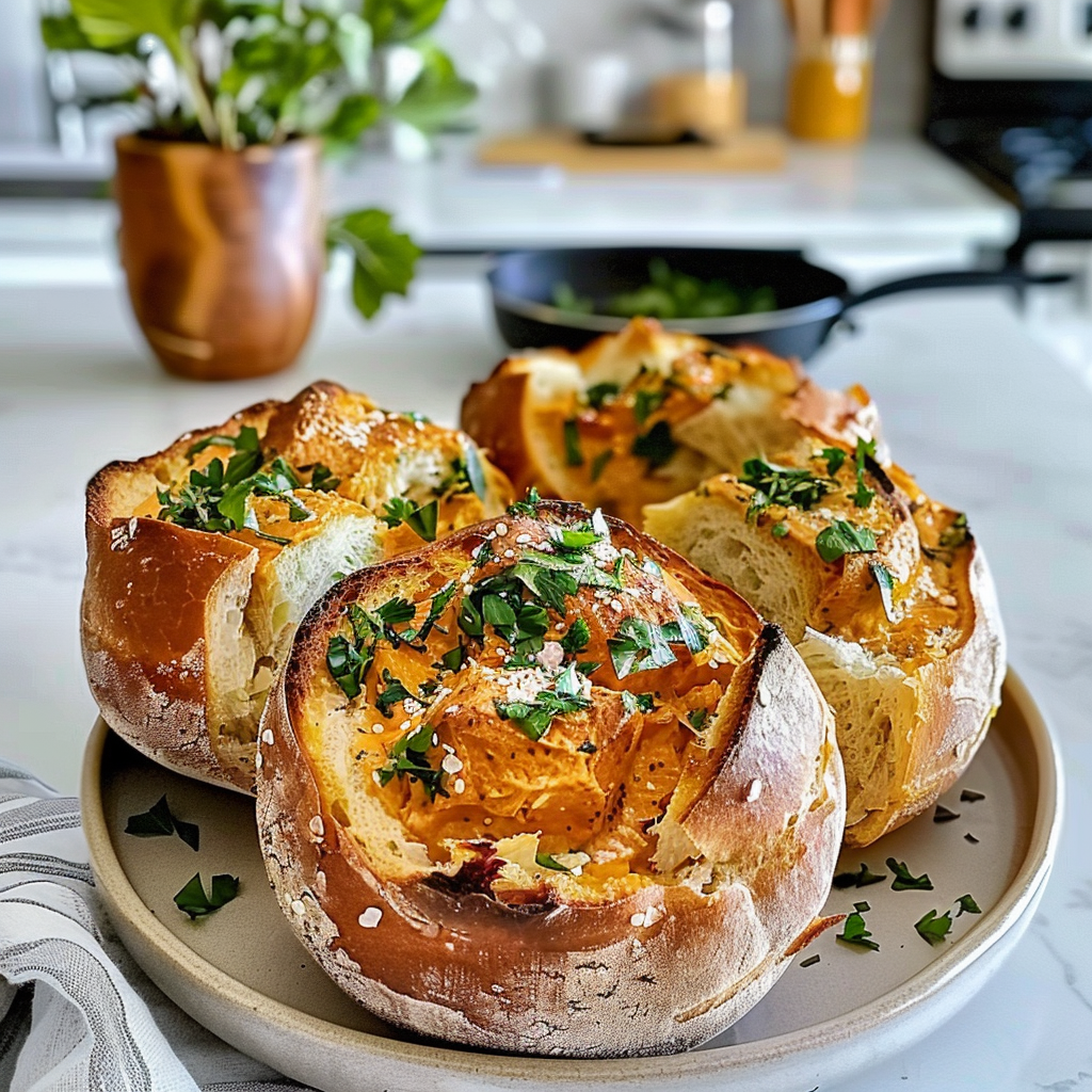 Pumpkin Shaped Bread Bowls for Fall