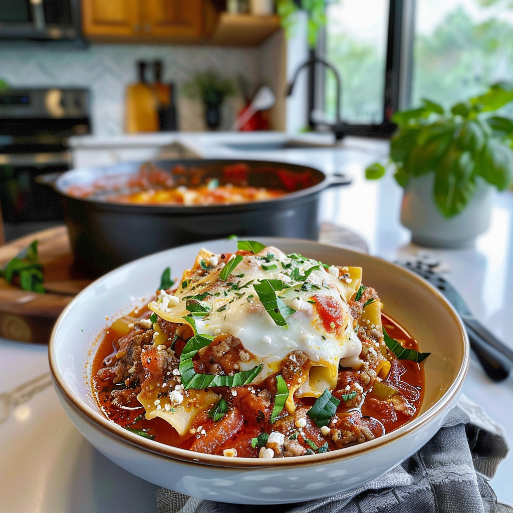 Homemade Lasagna Soup in a Bowl