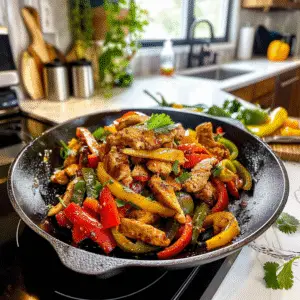 Colorful Chicken Fajitas on a Plate