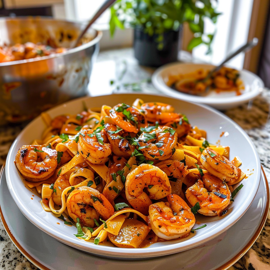 Cajun Shrimp Pasta Ready to Serve