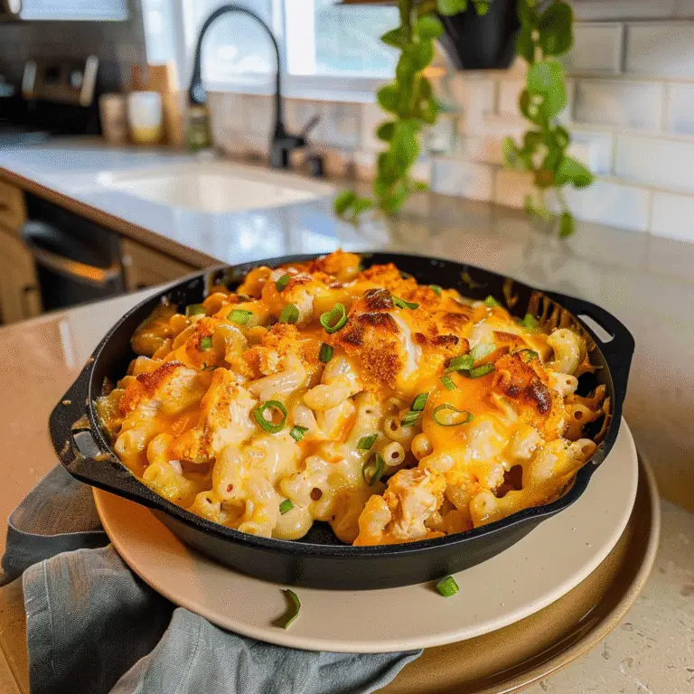 High Protein Buffalo Chicken Mac and Cheese