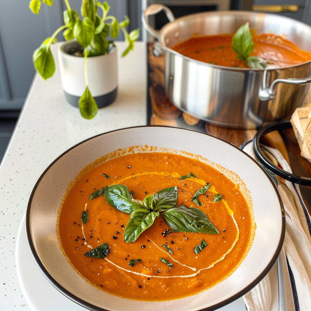 Creamy Roasted Tomato & Basil Soup