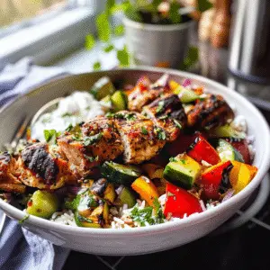 Greek Chicken Souvlaki Bowls