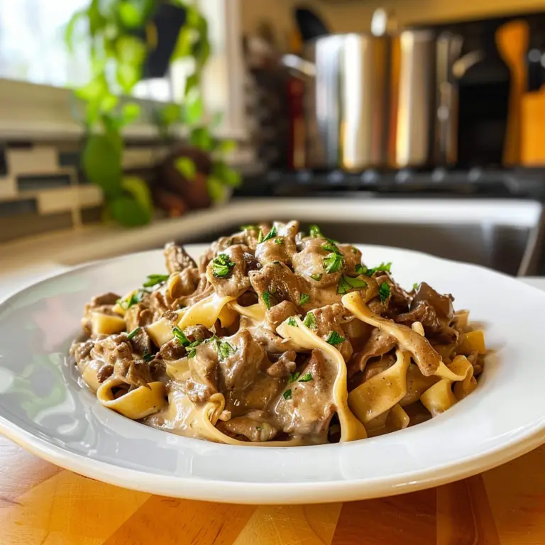 Slow Cooker Beef Stroganoff Dish
